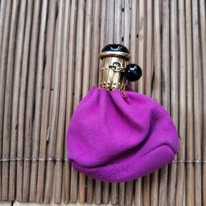 Vintage Purple Leather Velvet Wallet Pouch